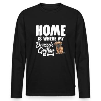 Zu Hause Ist Mein Brüsseler Griffon - Männer Premium Bio Langarmshirt - Schwarz - Vorne - Nico (187cm)