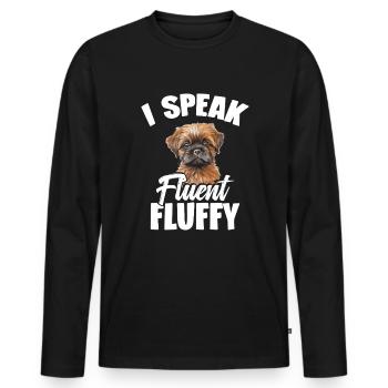 Griffon de Bruxelles Je parle couramment duveteux - T-shirt manches longues Premium bio Homme - noir - Devant - Nico (187cm)