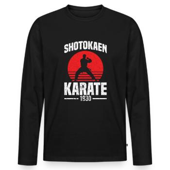 Shotokan Karate 1930 - Männer Premium Bio Langarmshirt - Schwarz - Vorne - Nico (187cm)