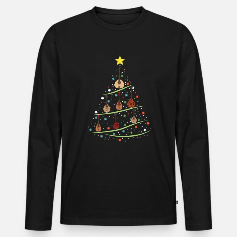 Mandoline Weihnachtsbaum - Männer Premium Bio Langarmshirt - Schwarz