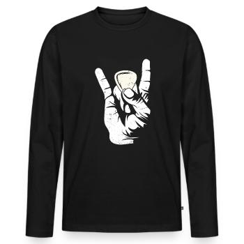 Mandoline, Weil Normale Gitarren Langweilig Sind - Männer Premium Bio Langarmshirt - Schwarz - Vorne - Nico (187cm)