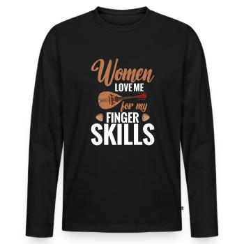 Mandolin Women Love Me For My - Men's Premium Organic Long Sleeve Shirt - black - Front - Nico (187cm)