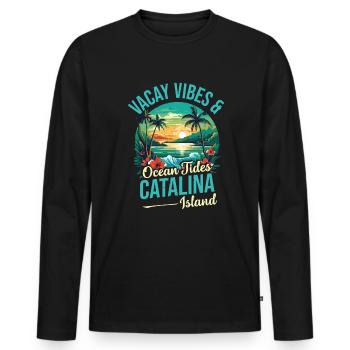 Vacay Vibes & Occanes -Tides Catalina Island - Men's Premium Organic Long Sleeve Shirt - black - Front - Nico (187cm)