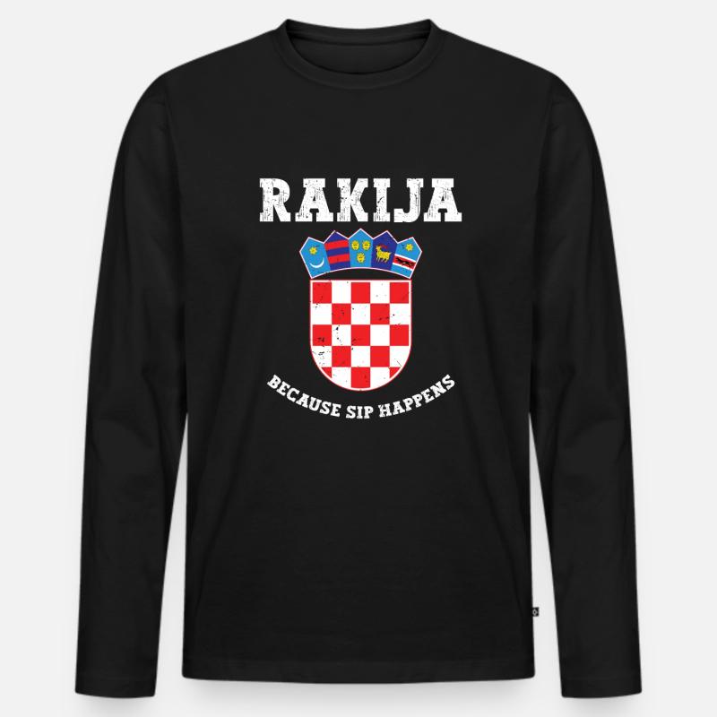 Rakija, Weil Sip Passiert - Männer Premium Bio Langarmshirt - Schwarz