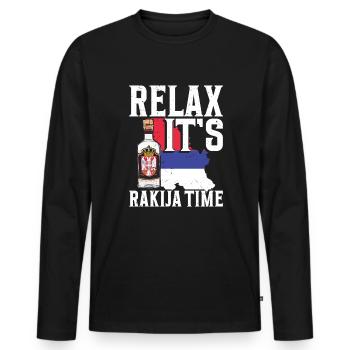 Relax it, it's time for rakija - Men's Premium Organic Long Sleeve Shirt - black - Front - Nico (187cm)