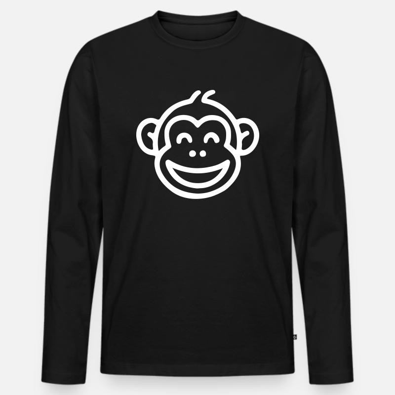 Affe Lustig - Männer Premium Bio Langarmshirt - Schwarz