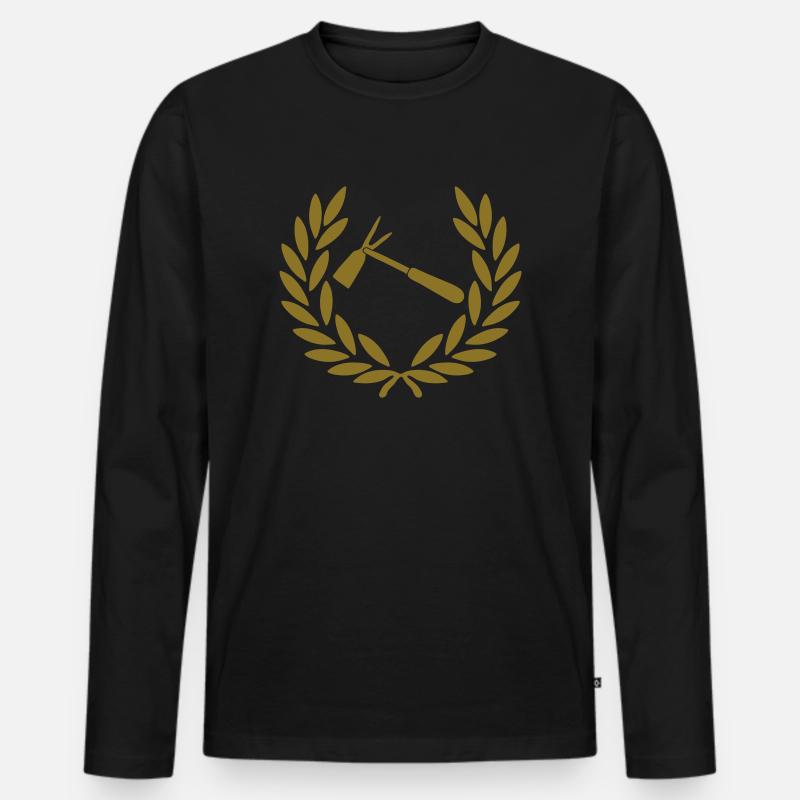 Krone_Garten_Gartenarbeit - Männer Premium Bio Langarmshirt - Schwarz
