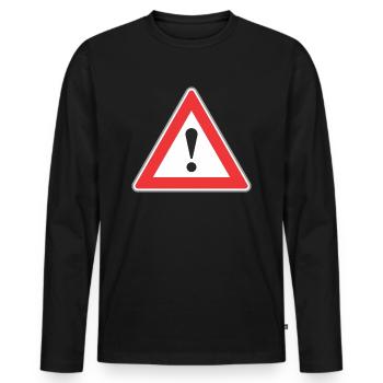 Point Road Sign d'exclamation - T-shirt manches longues Premium bio Homme - noir - Devant - Nico (187cm)