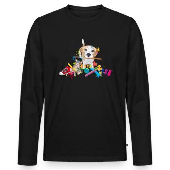 niedlicher Beagle mit Pinsel und Spielzeug - Männer Premium Bio Langarmshirt - Schwarz - Vorne - Nico (187cm)