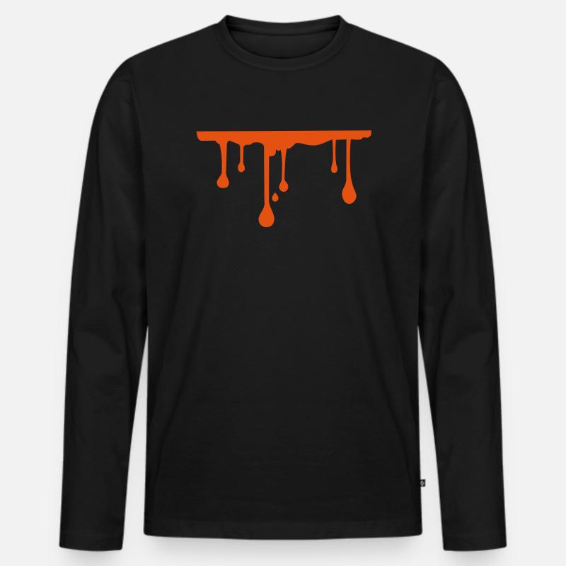 Farbe Tropfen - Männer Premium Bio Langarmshirt - Schwarz