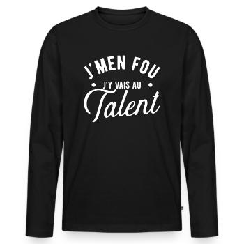 Au talent cadeau - T-shirt manches longues Premium bio Homme - noir - Devant - Nico (187cm)