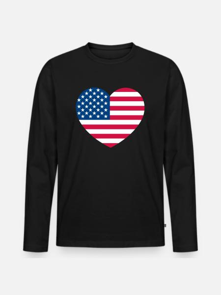 Heart USA - Men's Premium Organic Long Sleeve Shirt - black