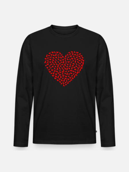 Chat de coeur - T-shirt manches longues Premium bio Homme - noir