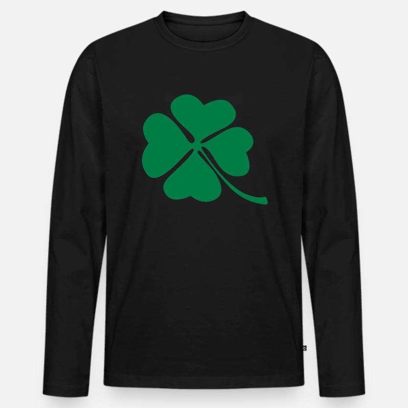 Kleeblatt - Männer Premium Bio Langarmshirt - Schwarz