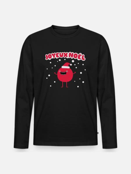 Joyeux Noël - Männer Premium Bio Langarmshirt - Schwarz