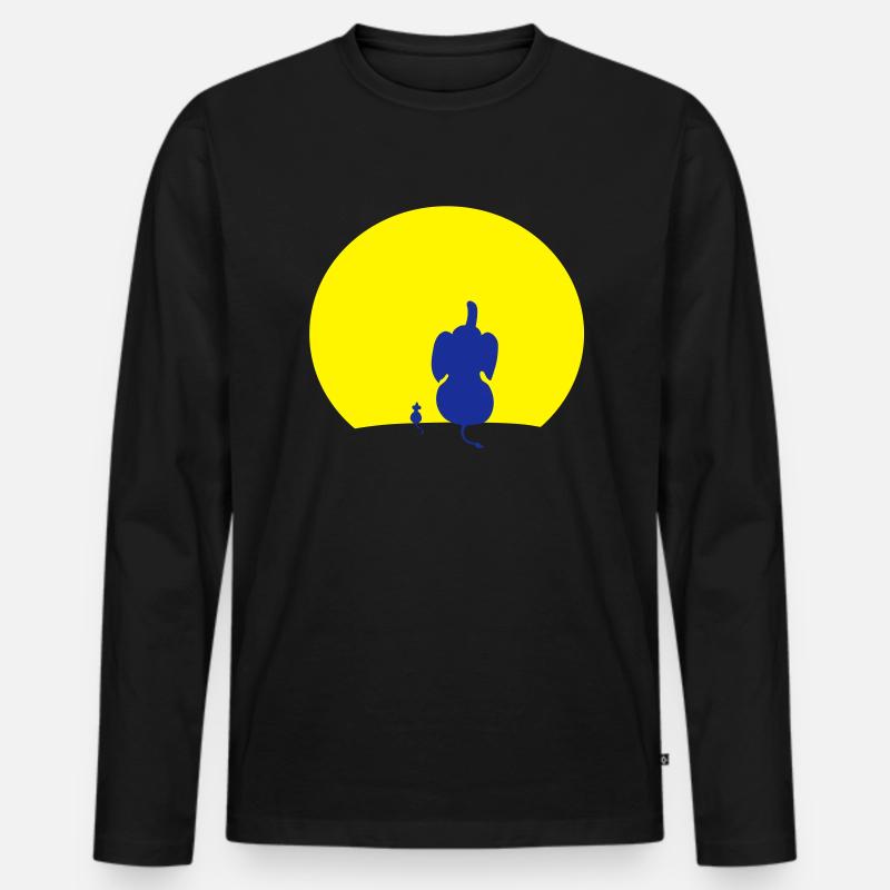 elefant mouse moon - Männer Premium Bio Langarmshirt - Schwarz