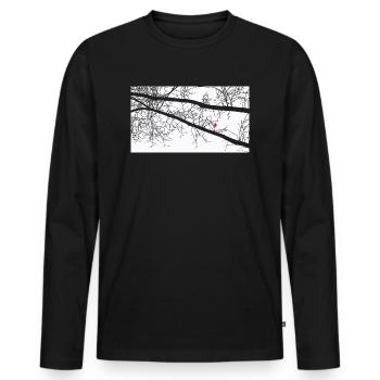 Red sparrow in the tree - Men's Premium Organic Long Sleeve Shirt - black - Front - Nico (187cm)