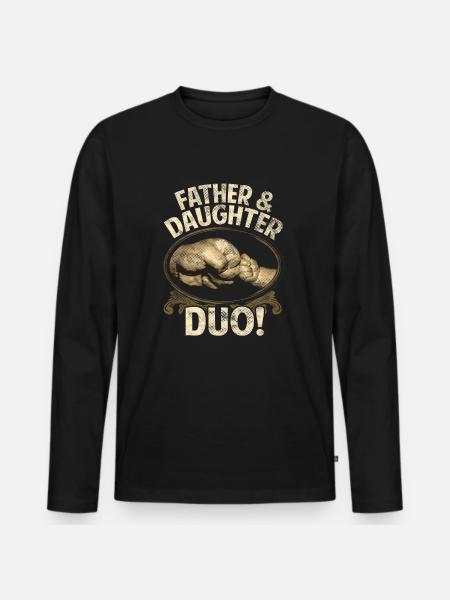 Vater-Tochter-Duo - Männer Premium Bio Langarmshirt - Schwarz