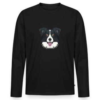 Illustration Border Collie - Männer Premium Bio Langarmshirt - Schwarz - Vorne - Nico (187cm)