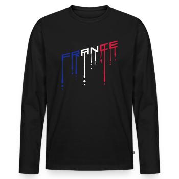 couleur france texte graffiti gouttes équipe schraeg il - T-shirt manches longues Premium bio Homme - noir - Devant - Nico (187cm)