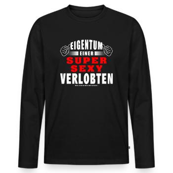 Eigentum Einer Super Sexy Verlobten - Männer Premium Bio Langarmshirt - Schwarz - Vorne - Nico (187cm)