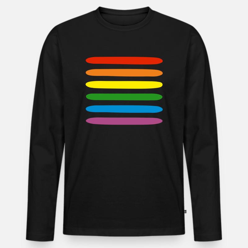 Regenbogen - Männer Premium Bio Langarmshirt - Schwarz