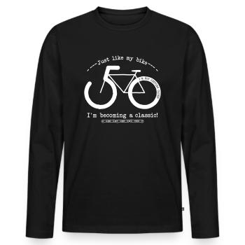 50 & becoming a classic! (white) - Men's Premium Organic Long Sleeve Shirt - black - Front - Nico (187cm)