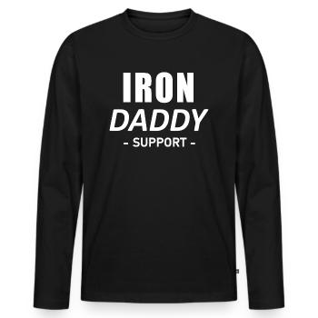 IRON DADDY SUPPORT - Men's Premium Organic Long Sleeve Shirt - black - Front - Nico (187cm)