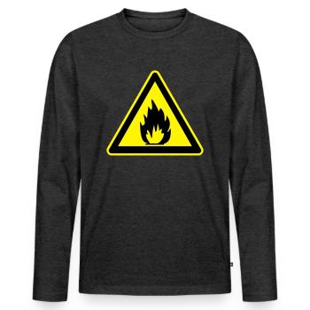 signe inflammable - T-shirt manches longues Premium bio Homme - anthracite chiné - Devant - Nico (187cm)