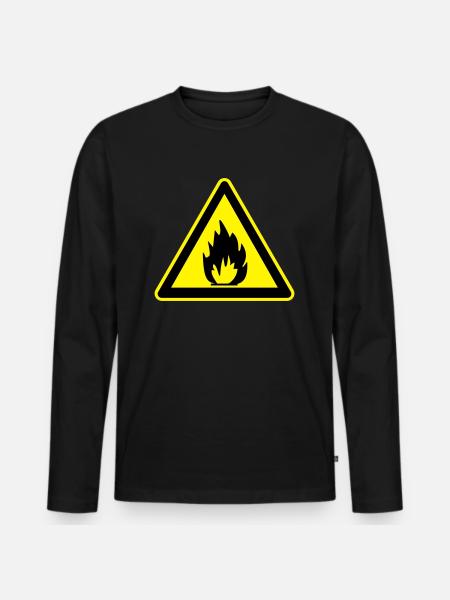 inflammable sign - Men's Premium Organic Long Sleeve Shirt - black