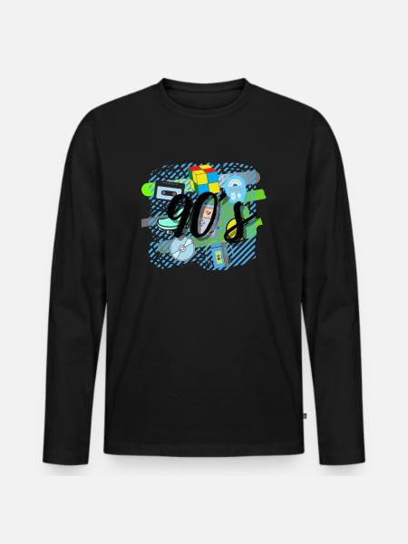 90s - Men's Premium Organic Long Sleeve Shirt - black