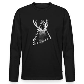 Triangles de conception géométrique de cerf - T-shirt manches longues Premium bio Homme - noir - Devant - Nico (187cm)