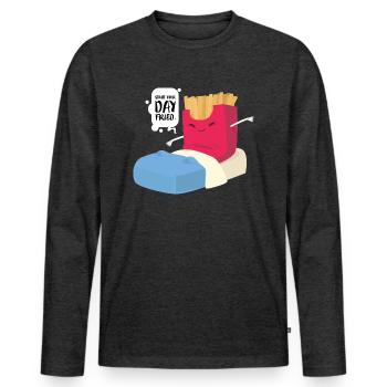 Fast-Food frites - T-shirt manches longues Premium bio Homme - anthracite chiné - Devant - Nico (187cm)