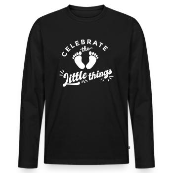 Célébrer la naissance de l’enfant - T-shirt manches longues Premium bio Homme - noir - Devant - Nico (187cm)