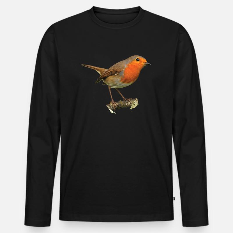 Rotkehlchen1 Robin - Männer Premium Bio Langarmshirt - Schwarz