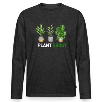 Plant Dad Shirt, Plant Daddy, Plant Shirt for Men - T-shirt manches longues Premium bio Homme - anthracite chiné - Devant - Nico (187cm)