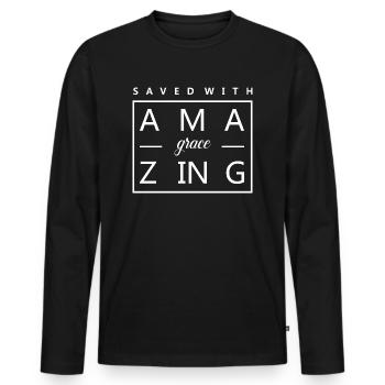 Proverbes chrétiens - T-shirt manches longues Premium bio Homme - noir - Devant - Nico (187cm)