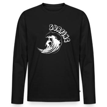 Vague Surf Surf Surf Surf Surfer - T-shirt manches longues Premium bio Homme - noir - Devant - Nico (187cm)