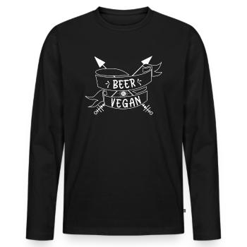 Beer is Vegan (Bier ist Vegan) - Männer Premium Bio Langarmshirt - Schwarz - Vorne - Nico (187cm)