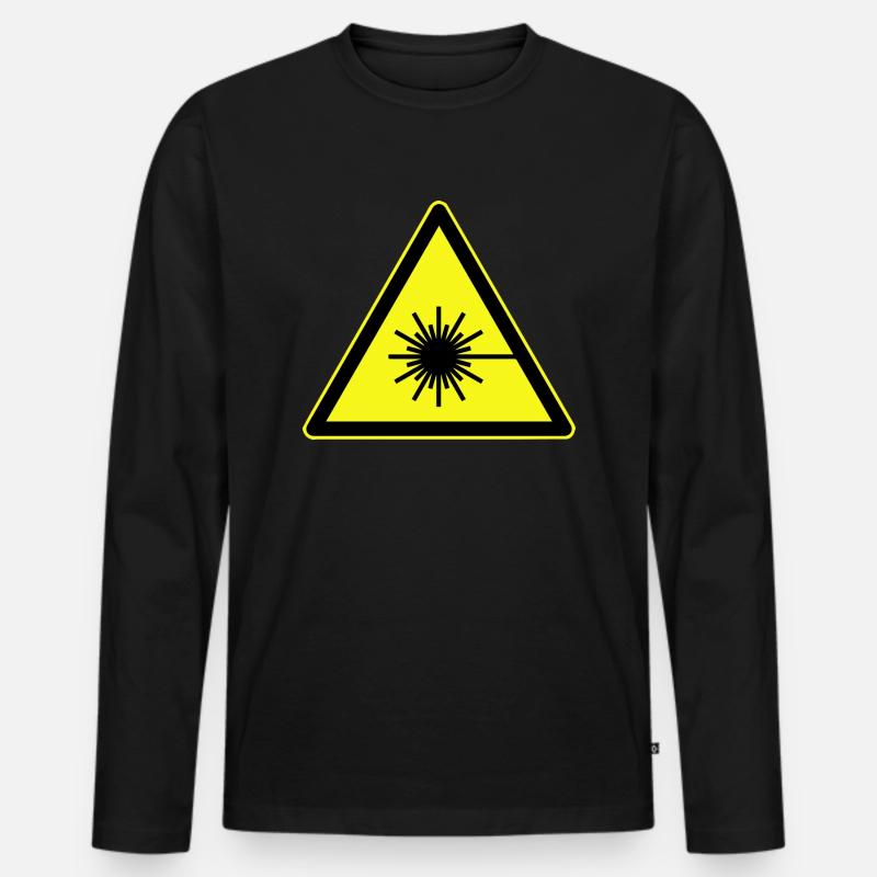 Laserwarnung, Laserwarnung - Männer Premium Bio Langarmshirt - Schwarz