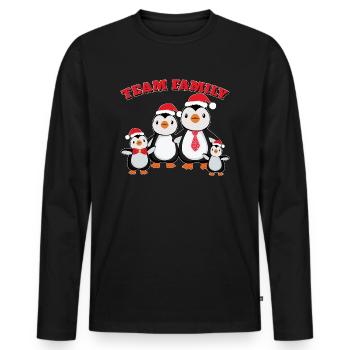 équipe famille pingouin famille conifère de Noël - T-shirt manches longues Premium bio Homme - noir - Devant - Nico (187cm)