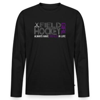 hockey girl 7m field hockey player team win - Men's Premium Organic Long Sleeve Shirt - black - Front - Nico (187cm)