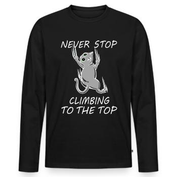 Hör Nie Auf, Nach Oben Zu Klettern, Katze Karriere - Männer Premium Bio Langarmshirt - Schwarz - Vorne - Nico (187cm)