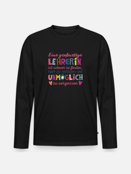 Großartige Lehrerin - Männer Premium Bio Langarmshirt - Schwarz