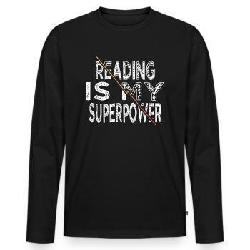 funny sayings book fan book connoisseur - Men's Premium Organic Long Sleeve Shirt - black - Front - Nico (187cm)
