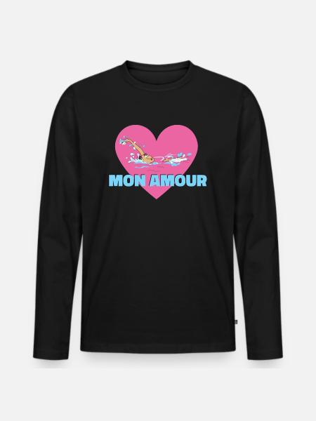 natation mon amour - T-shirt manches longues Premium bio Homme - noir