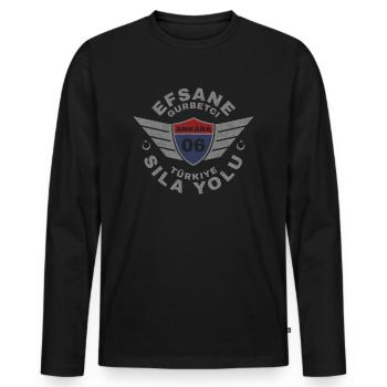 Ankara - Men's Premium Organic Long Sleeve Shirt - black - Front - Nico (187cm)