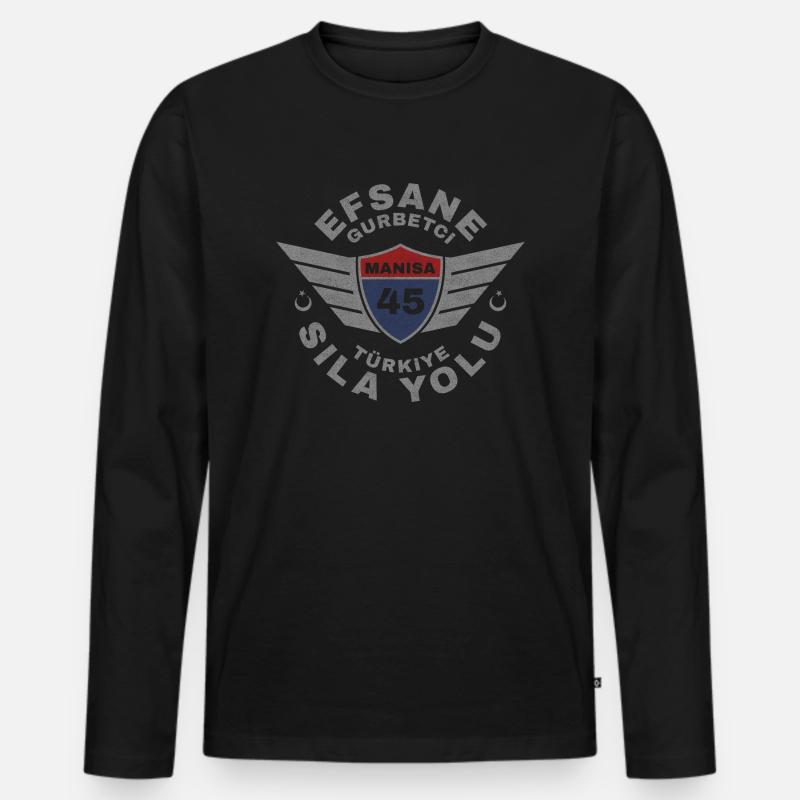 Manisa - Männer Premium Bio Langarmshirt - Schwarz