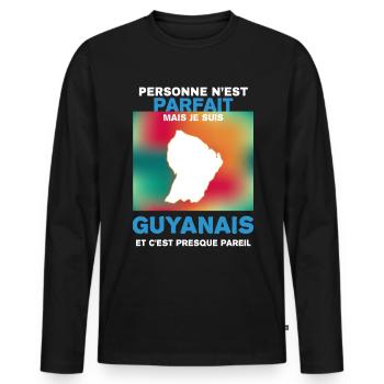 Pour Mon Guyanais Préféré Humour Guyane - T-shirt manches longues Premium bio Homme - noir - Devant - Nico (187cm)