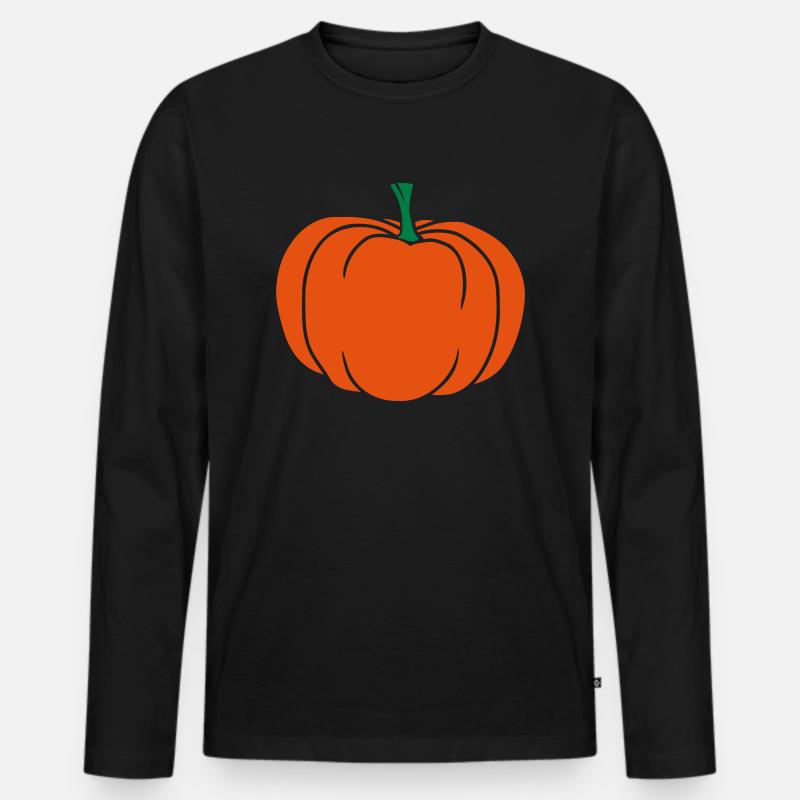 Riesiger Kürbis Comic Halloween - Männer Premium Bio Langarmshirt - Schwarz